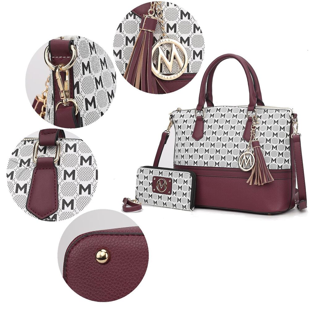 4678 Tote Bag & Wristlet Wallet Purse Set, Print Vegan leather Top-Handle - Picture 7 of 7